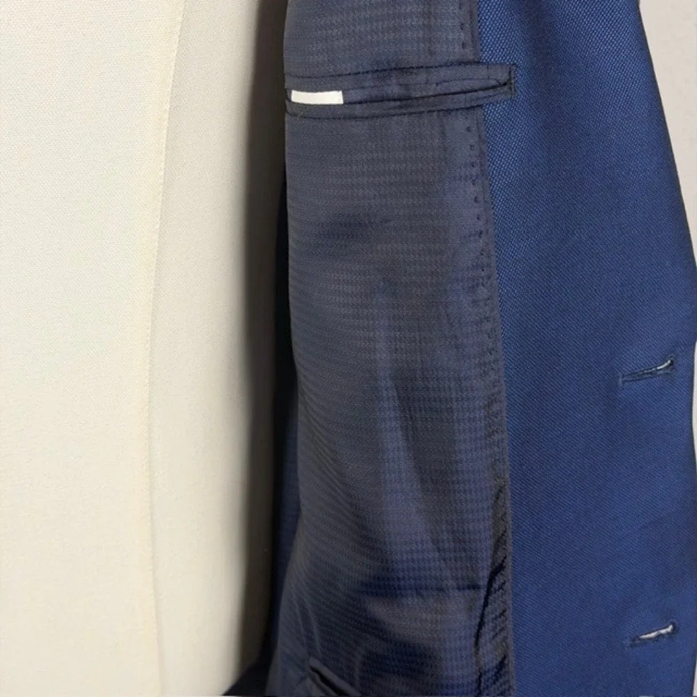 Calvin Klein Mens Blue 100% Wool Extreme Slim‎ Fit Blazer Sport Coat 46L RN90736